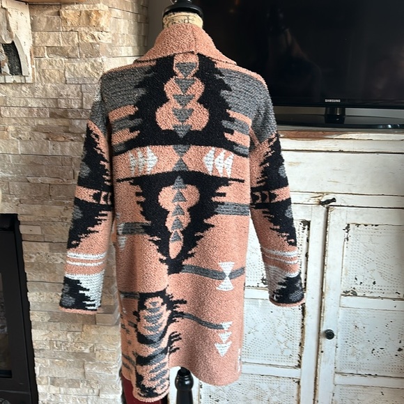 Davi & Dani camel black gray open front western aztec jacket cardigan pockets - Picture 12 of 16